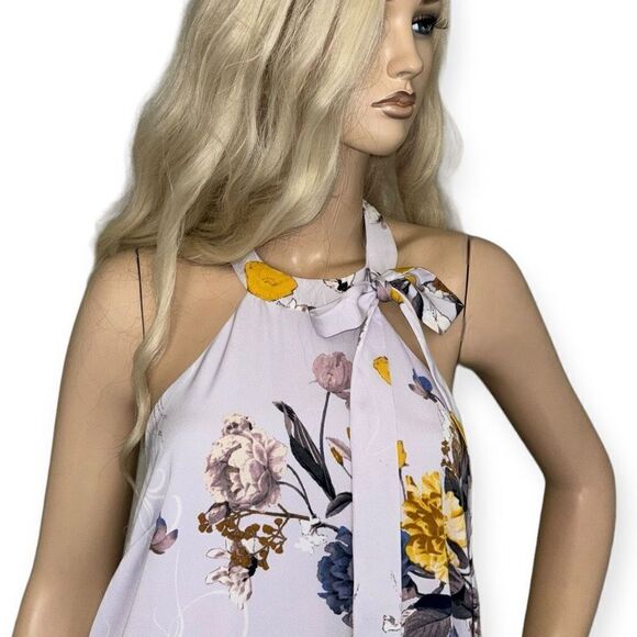 CHELSEA28 Halter Floral Print Shift Dress in Lilac Size Medium - Picture 5 of 13
